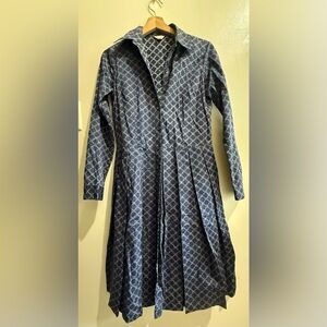 Layla Elegant Blue Geometric Maxi Dress